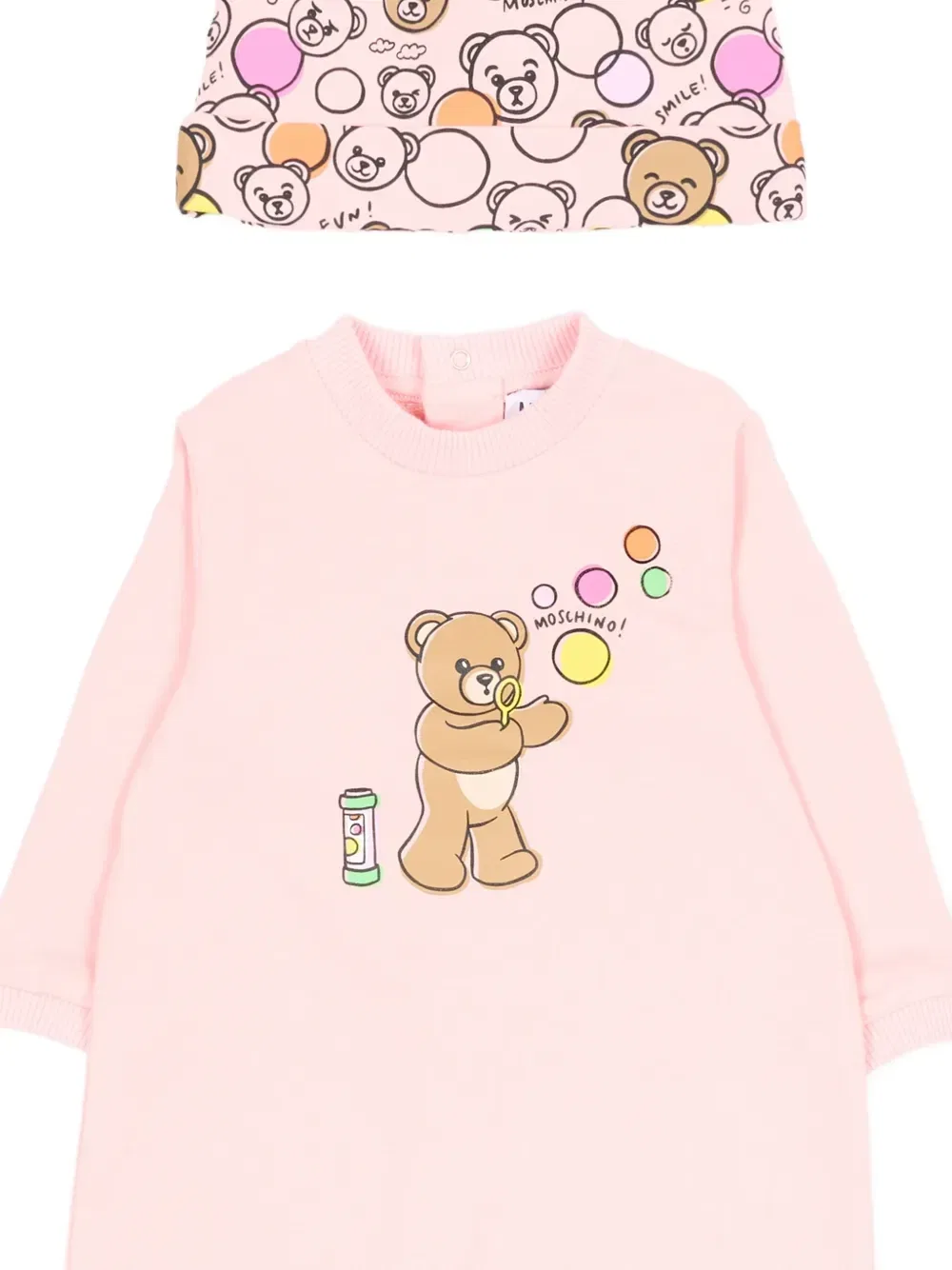 Комплект для новорожденного с принтом Moschino Kids, розовый — фото 3