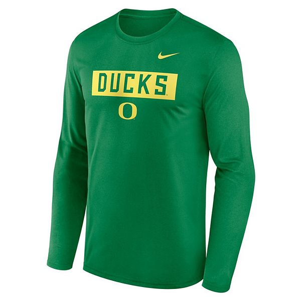 Мужская зеленая футболка oregon ducks primetime campus 2-hit legend с длинным рукавом Nike — фото 2