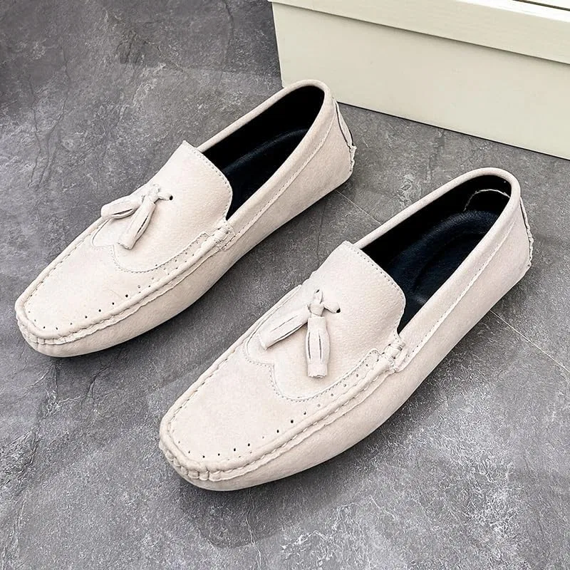Лоферы замшевые белые, Square Toe Wingtips, бренд не указан, белый SayfuR — фото 4