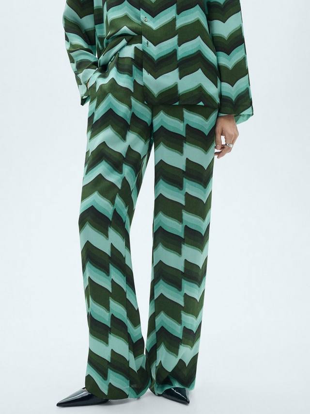 

Брюки с зигзагообразными прямыми штанинами Mango, зеленый