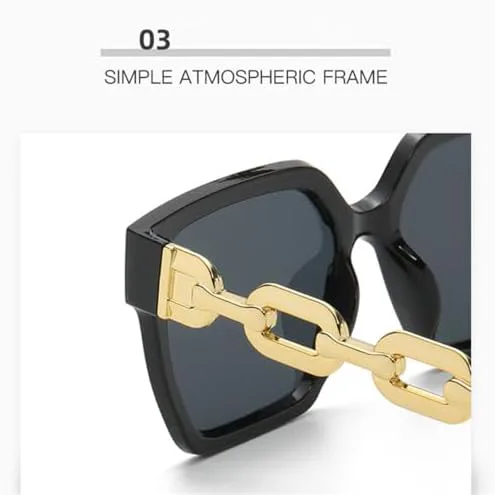 

Солнцезащитные очки 2027 года в крупной оправе с винтажными цепочками на дужках, женские солнцезащитные очки с защитой от УФ-излучения UV400 MTZJH, C4 Shades