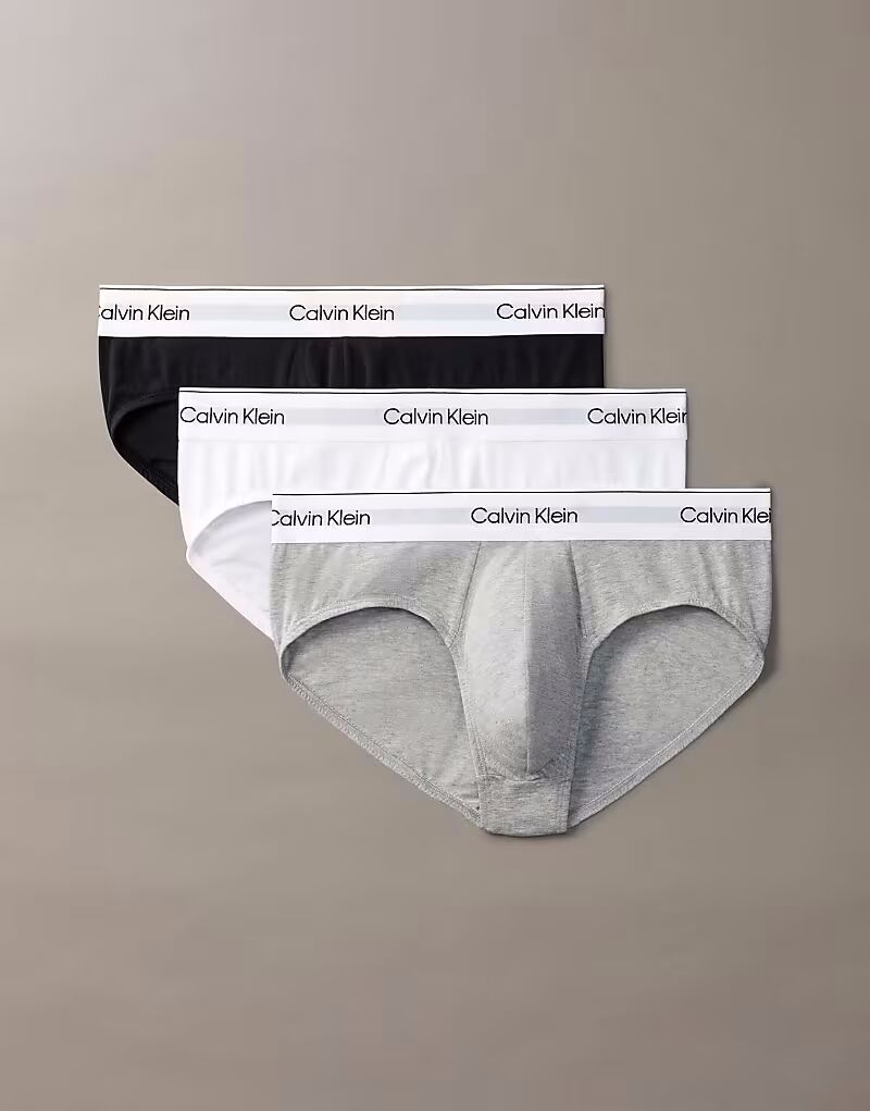 

Calvin Klein - Icon Cotton Stretch - 3 пары облегающих трусов-хипстеров белого, серого и черного цветов