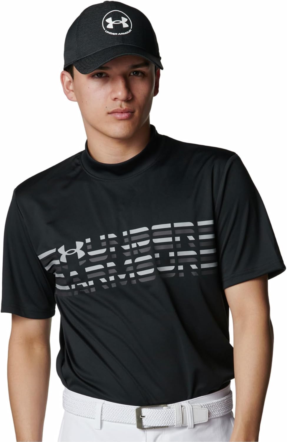 

Мужская поло-рубашка Under Armour UA ArmorDry с коротким рукавом и высоким воротником, украшенная логотипом, черный/серый