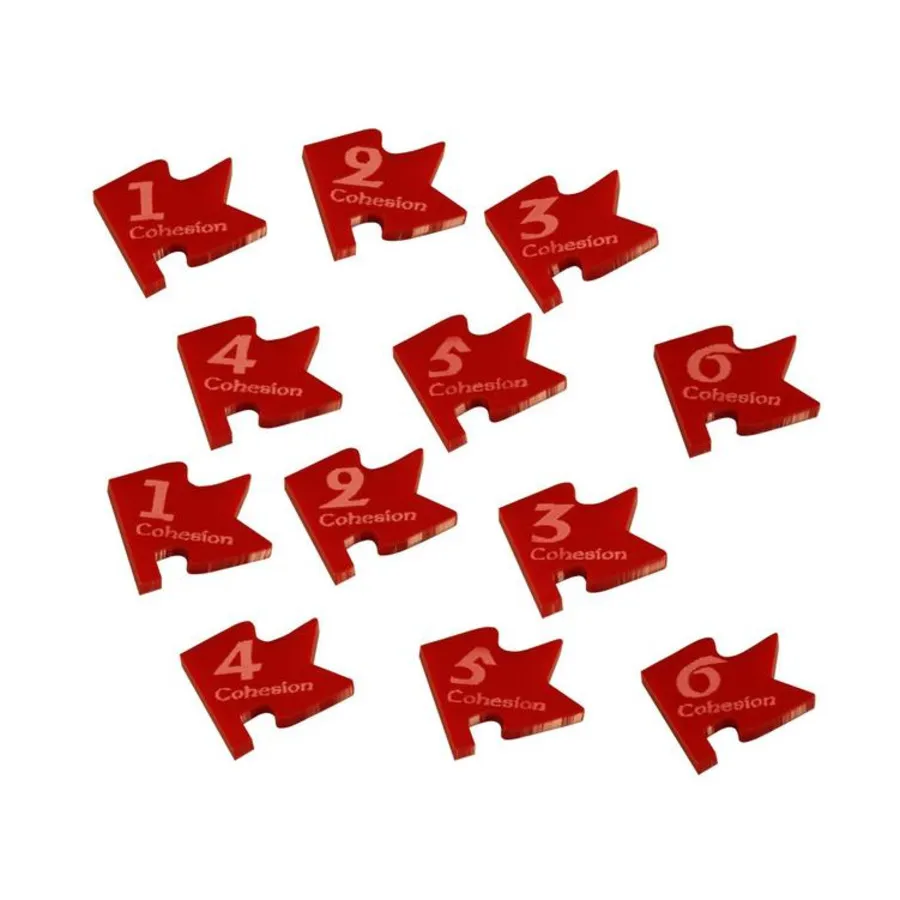 

Dux Bellorum — жетоны сплоченности с номерами 1–6, красные, Token Sets - Products for Various Gaming Systems (Litko Aerosystems)