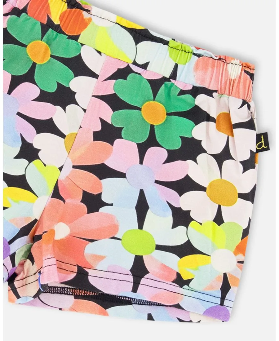 Полосатый свитер для девочек постарше Deux par Deux, черный floral print — фото 4
