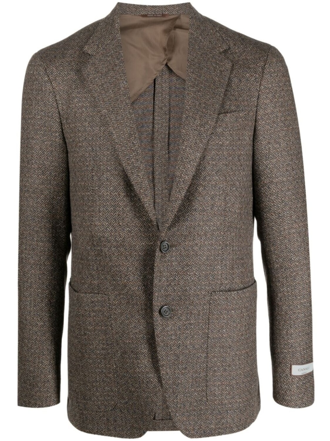 

Однобортный пиджак из смесовой шерсти Canali, коричневый
