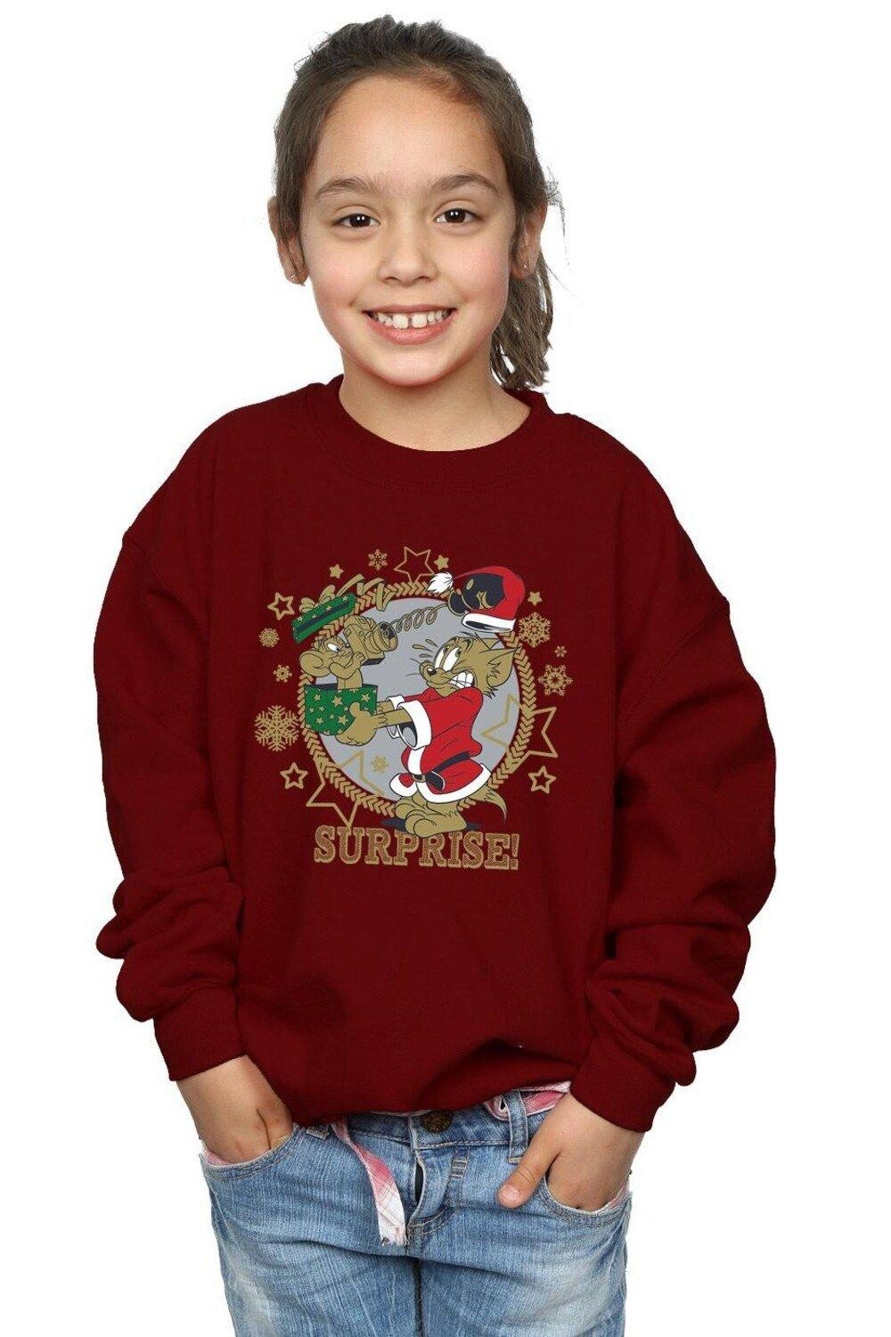 

Толстовка с рождественским сюрпризом Tom & Jerry, красный