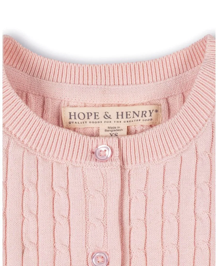 Детский кардиган Hope and Henry из органической ткани с косами Hope & Henry, розовый — фото 3