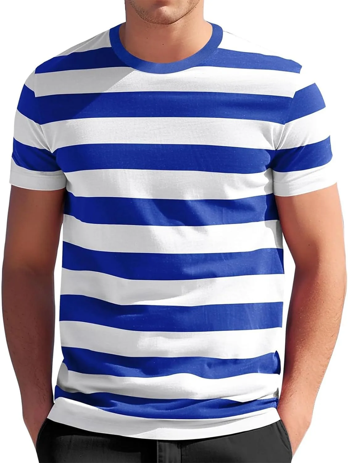 

Мужская футболка с полосками, летняя, с коротким рукавом и цветными блоками