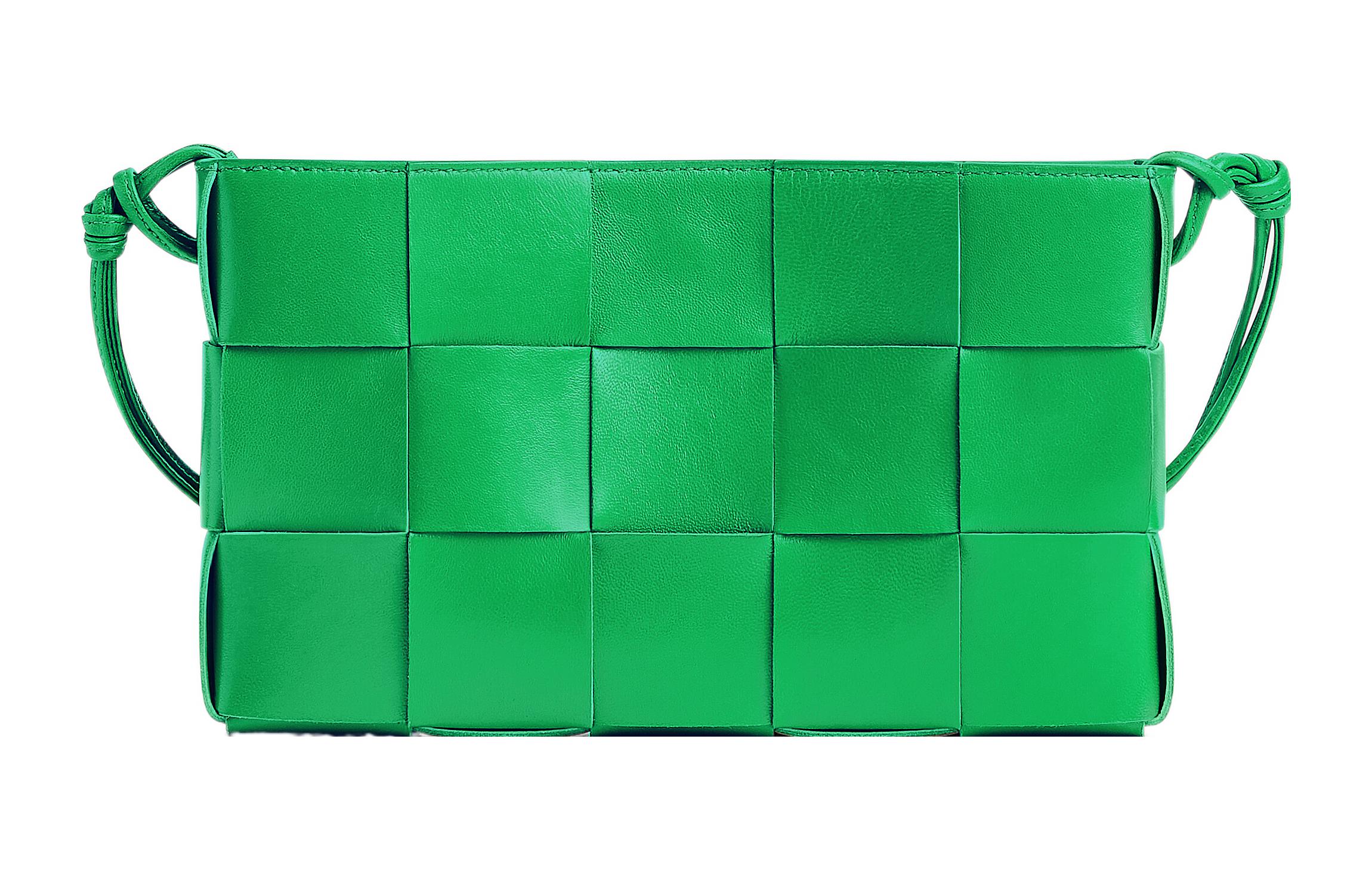

Bottega Veneta Кожаная сумочка плетт через плечо клатч женская попугай зеленая
