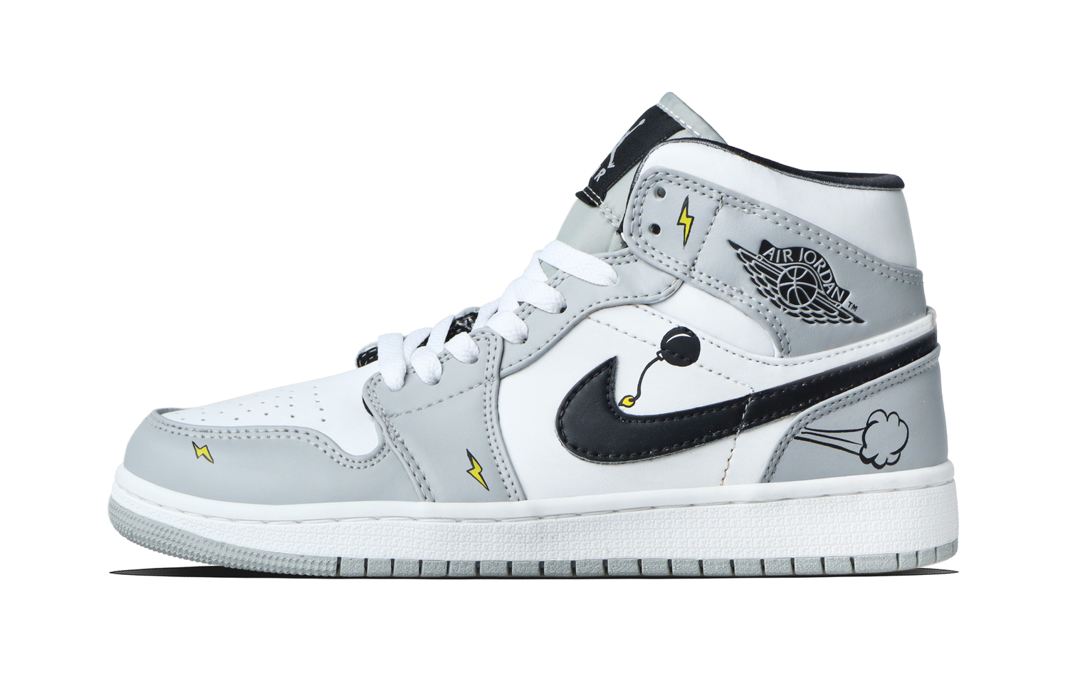 

Jordan Кроссовки Air 1 Lightning Cloud Abrasion Resistant Mid top Vintage Basketball Shoes Unisex Gray