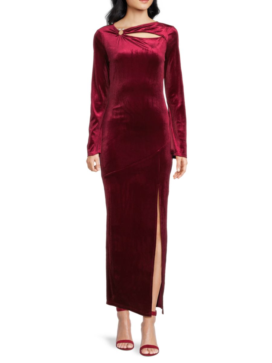 

Платье Bea Velvet с длинными рукавами и вырезом Area Stars, бордовый