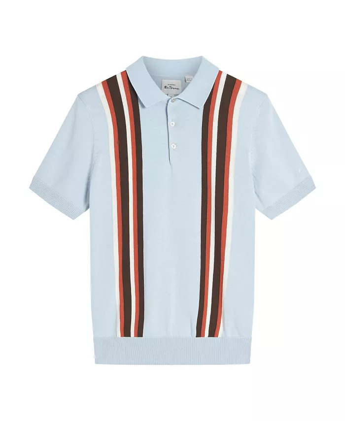

Мужская рубашка-поло с коротким рукавом и вертикальными полосками Ben Sherman, синий