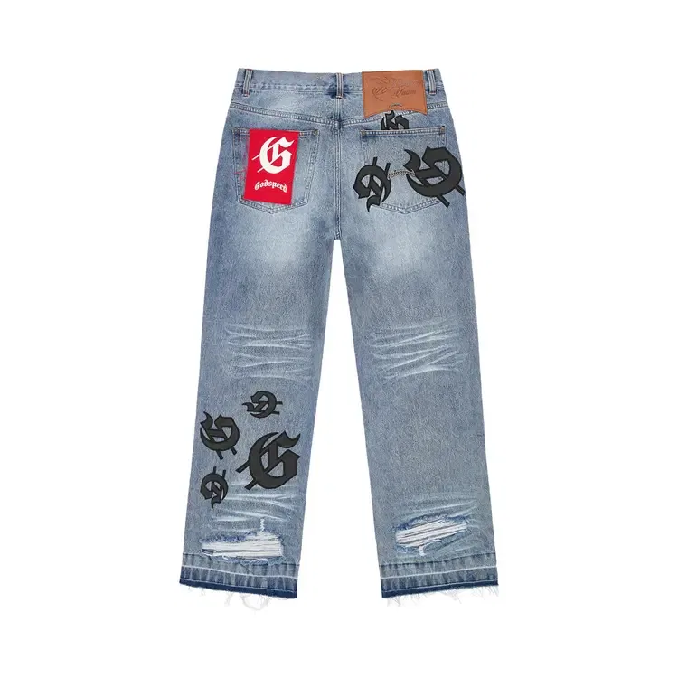 Джинсы подростковые Godspeed Scattered GS Logo Denim, синий — фото 2