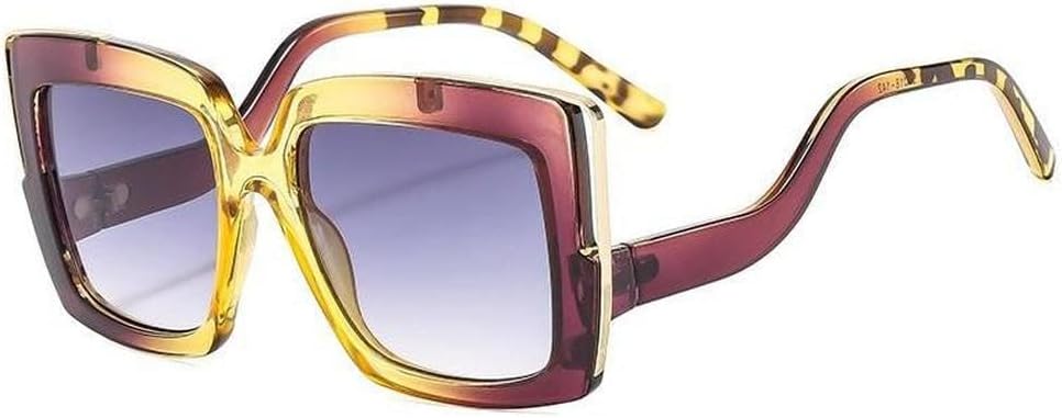 

Ретро-солнцезащитные очки для женщин и мужчин, модные солнцезащитные очки в крупной оправе, уникальные трендовые очки с защитой от УФ-излучения UV400 MTZJH, Purple Grey