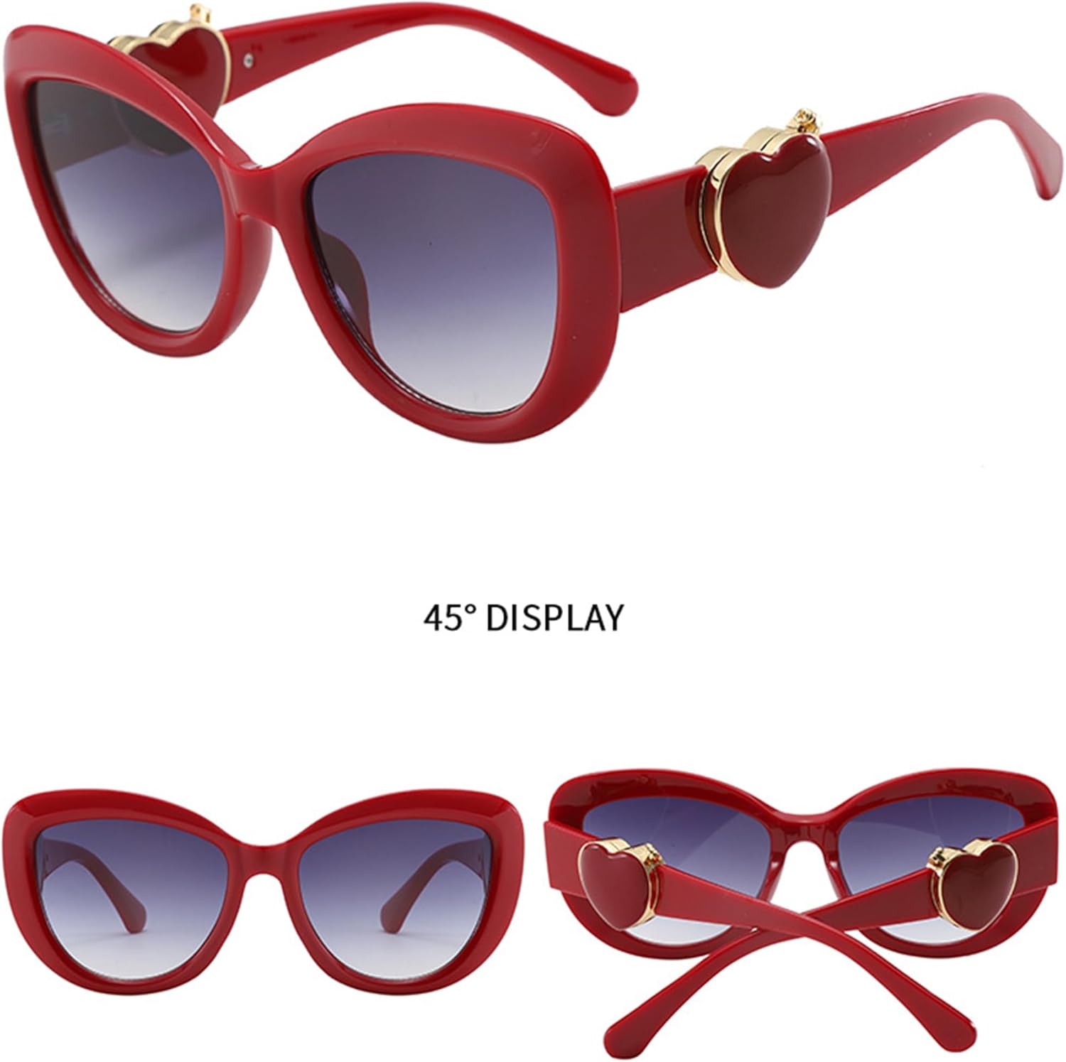 

Очки-«кошачий глаз» большого размера для женщин. Модные квадратные очки-«кошачий глаз» с зеркальными дужками в форме сердца и защитой от УФ-излучения UV400 bullabulling, C7