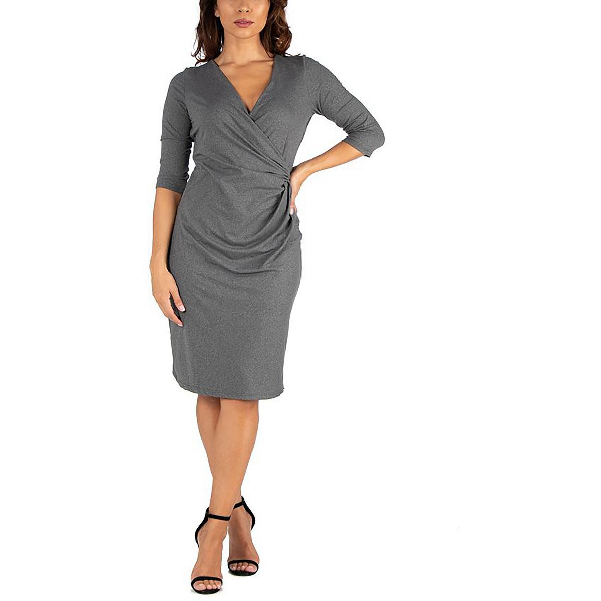 

Плюс Женское Трикотажное Платье-Сюрплик Прямое 24seven Comfort Apparel, серый