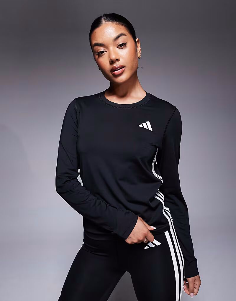 

Футболка с длинными рукавами Adidas Training 3 stripes черного цвета Adidas Performance