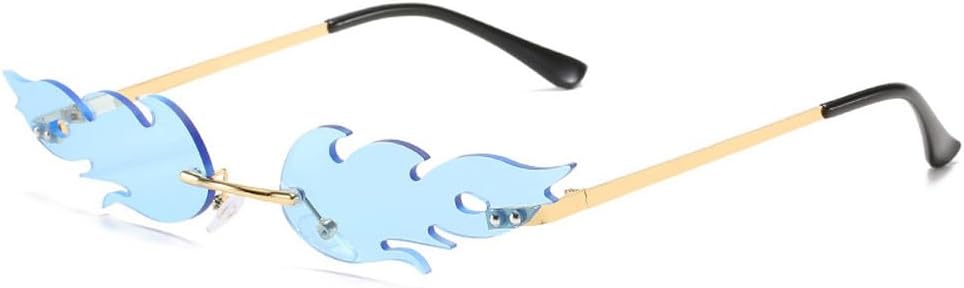 

Уникальные женские солнцезащитные очки без оправы в форме пламени с прозрачными линзами Ocean. Солнцезащитные очки для женщин с защитой от УФ-излучения UV400 HYYZZC, Blue