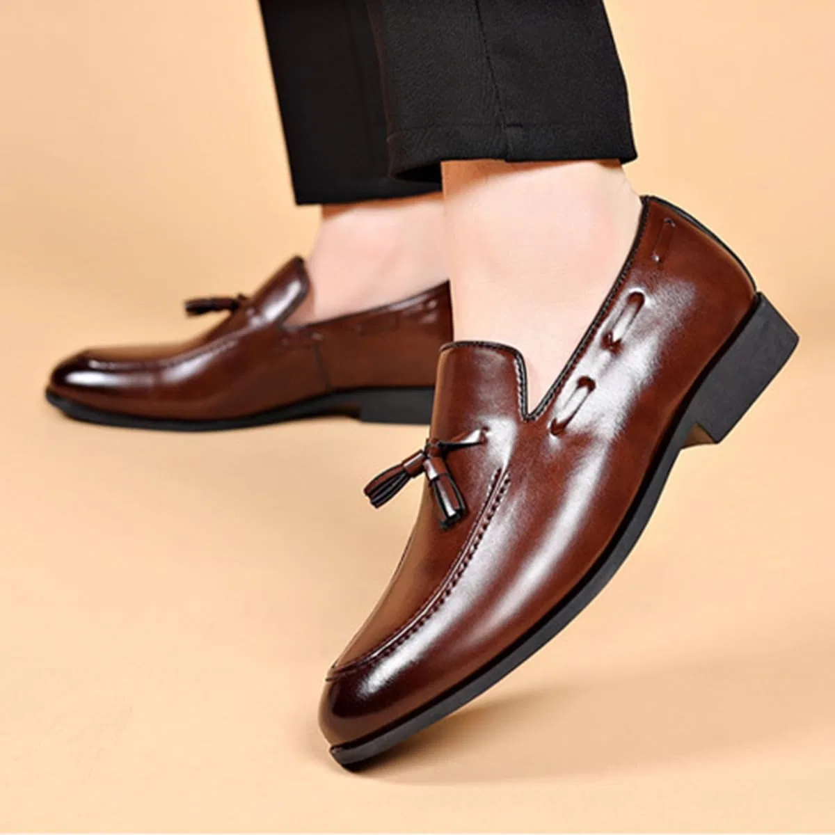 Лоферы кожаные Slip-On, Patchwork, Brown TvzsiY — фото 4