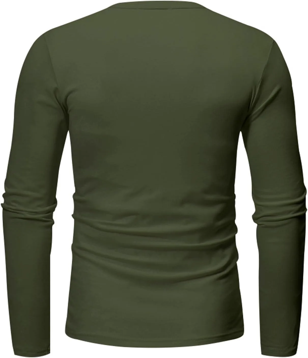 Мужская футболка-поло с длинным рукавом Casual Lightweight 3-Button, однотонная, мягкая базовая модель, модная рубашка для осени Generic, зеленый — фото 2