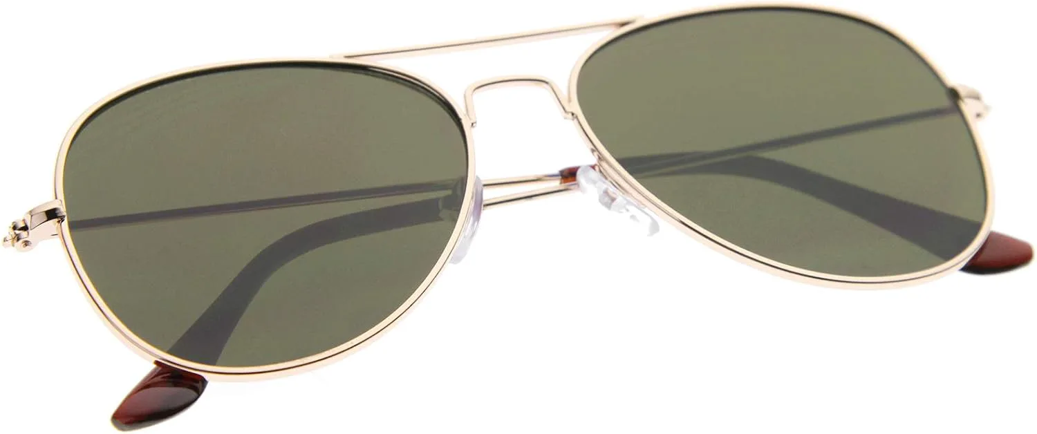 

Классические солнцезащитные очки-авиаторы zeroUV в форме капли с цельнометаллической оправой и градиентными плоскими линзами, диаметр линз 54 мм, Gold / Green