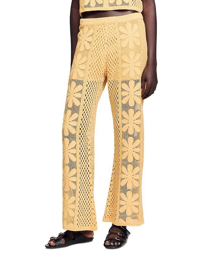 

Вязаные брюки крючком Sandro, желтый