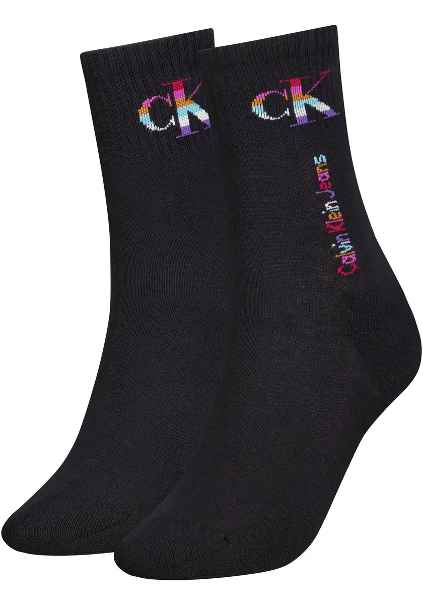 

Носки Calvin Klein "CKJ WOMEN SOCKS PRIDE" (2 шт. в упаковке), с радужным логотипом, черный