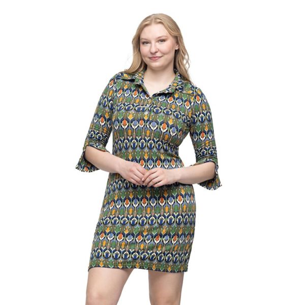

Женское мини-платье с воротником и геометрическим принтом, 3/4 рукава 24Seven Comfort Apparel, мультиколор