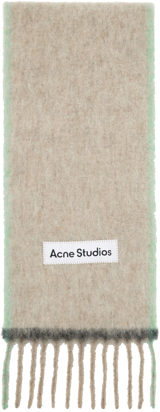 

Узкий шарф из шерсти и мохера бежево-зеленого цвета Acne Studios