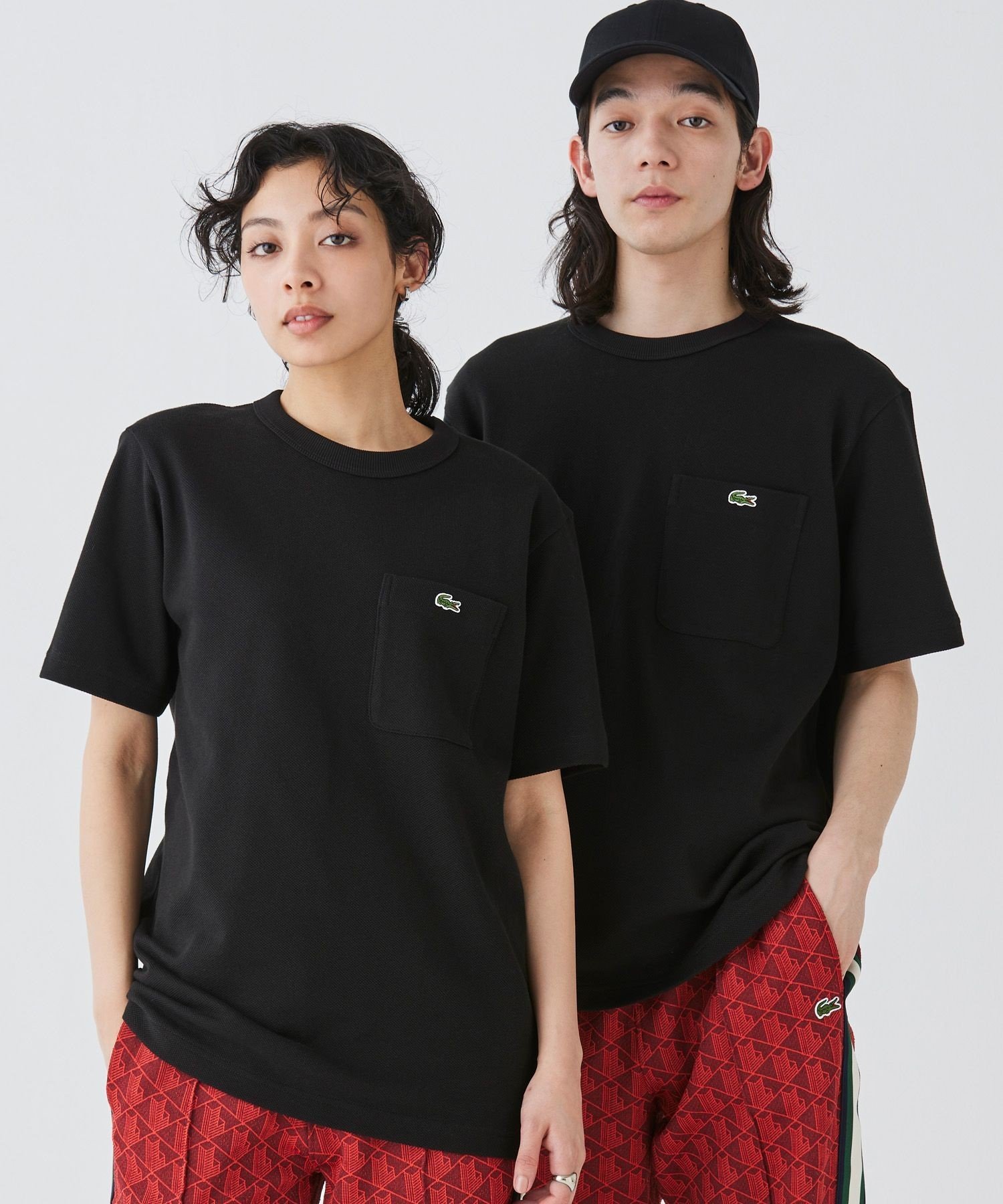Футболка с короткими рукавами из ткани пике с карманом LACOSTE, Black