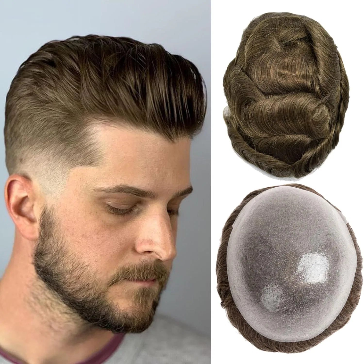 Мужской парик из 100% натуральных волос Ehairc, 6#