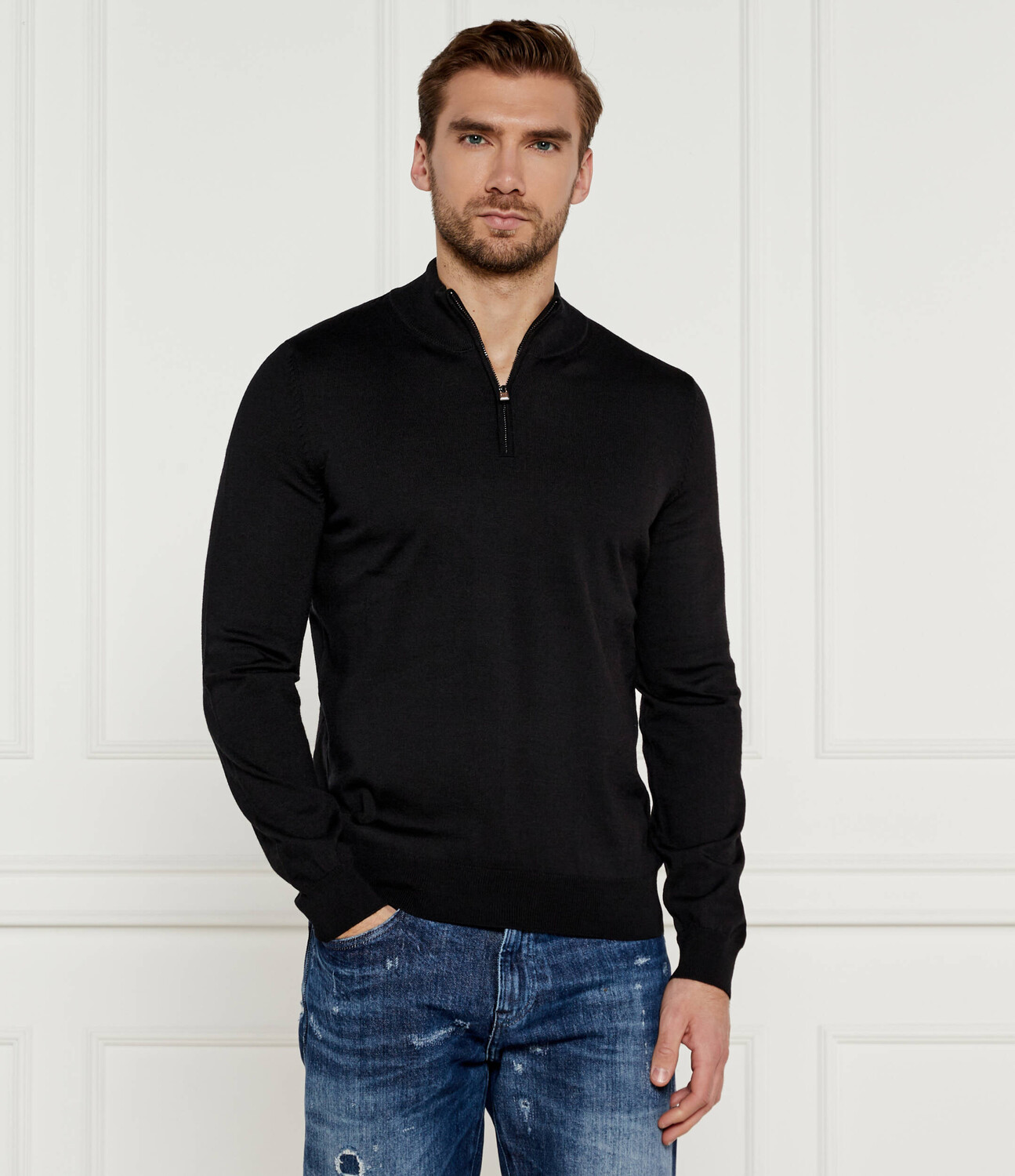 

Свитер из шерсти BOSS BLACK Ebenji Regular Fit, черный