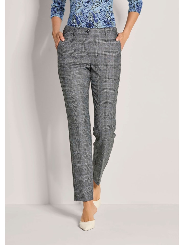 

MADELEINE Брюки в клетку «Глен» с эластичными вставками, цвет серый/меланж/королевский синий