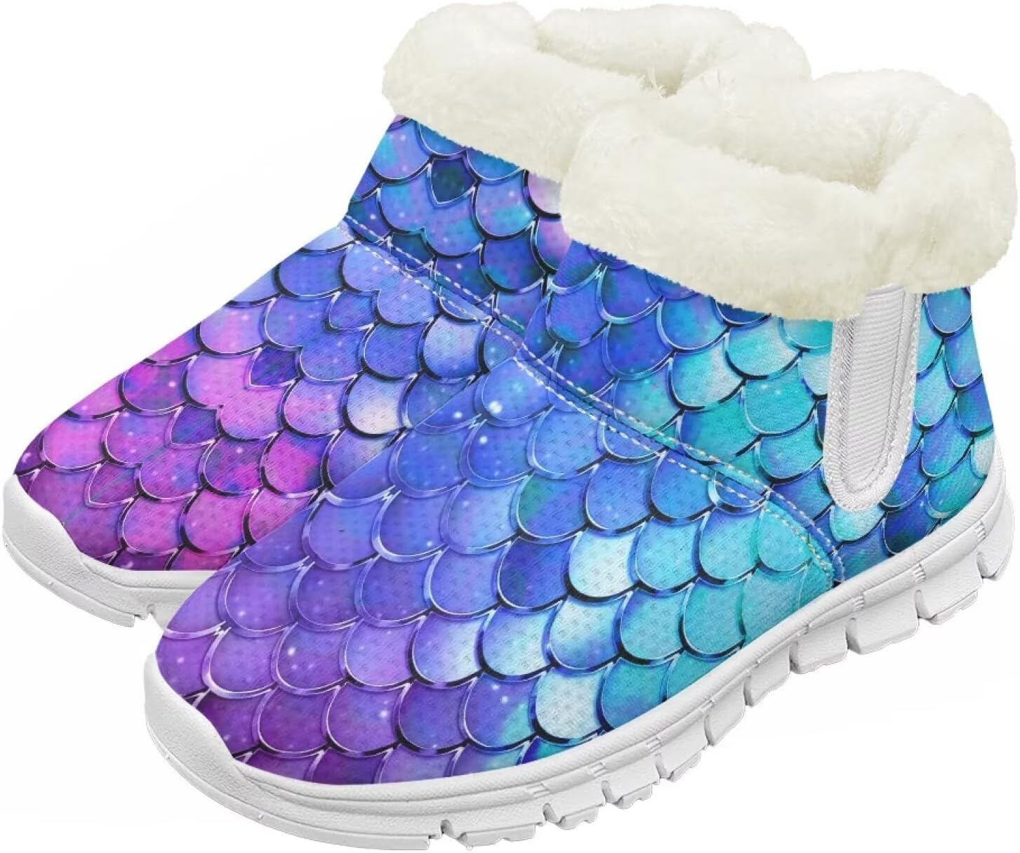 

Детские зимние сапоги для девочек, водонепроницаемые, противоскользящие, для холодной погоды, с искусственным мехом, походные ботинки Goronwyfloyd, Blue Mermaid