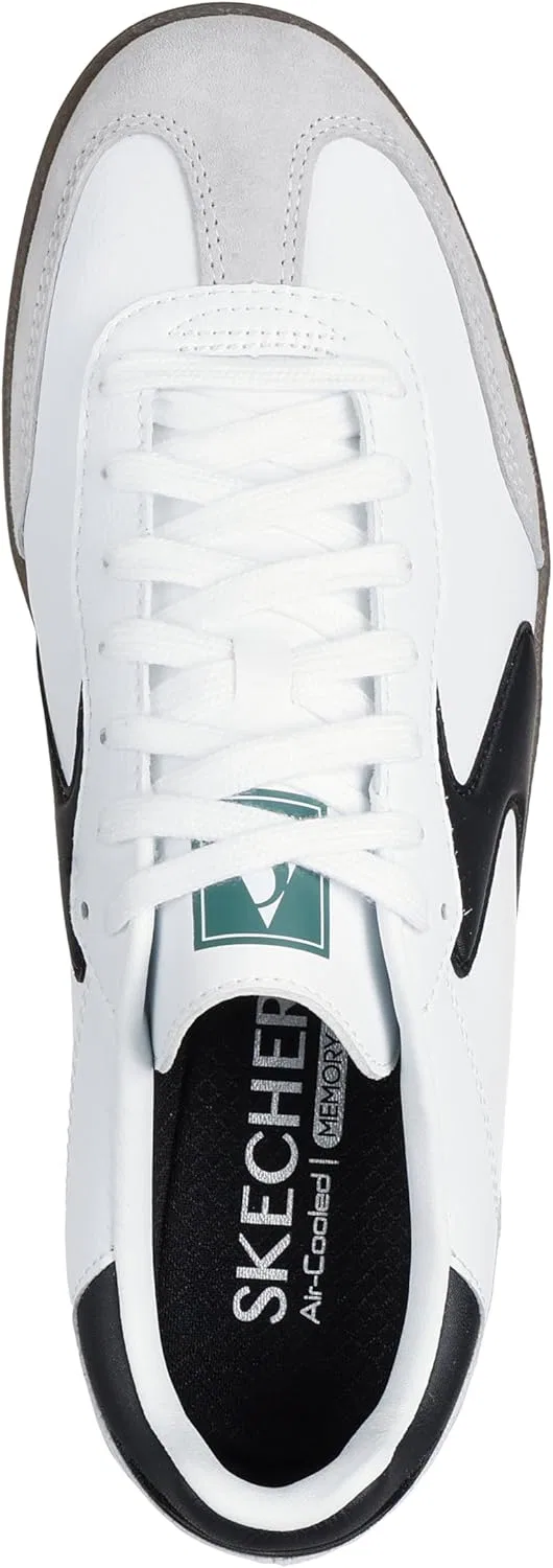Мужские кроссовки Skechers Hotshot Pyke, White Duraleather Suede Black Trim — фото 2