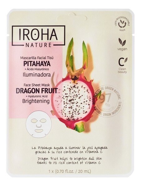 

Iroha Nature Brightening, осветляющая тканевая маска с драконовым фруктом и гиалуроновой кислотой