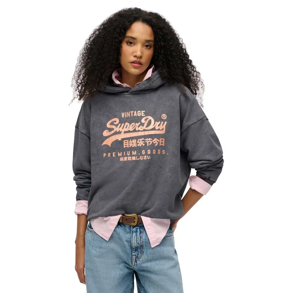 

Худи Superdry Vl Metallic Relaxed, серый