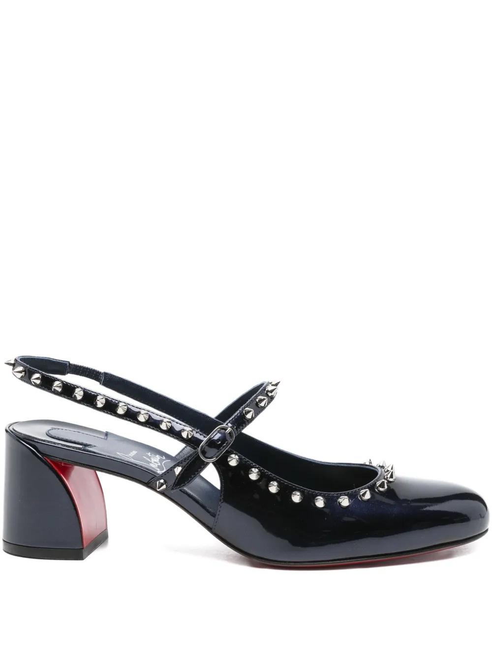 55-миллиметровые туфли Janispikes с ремешком на пятке и шипами Christian Louboutin, синий