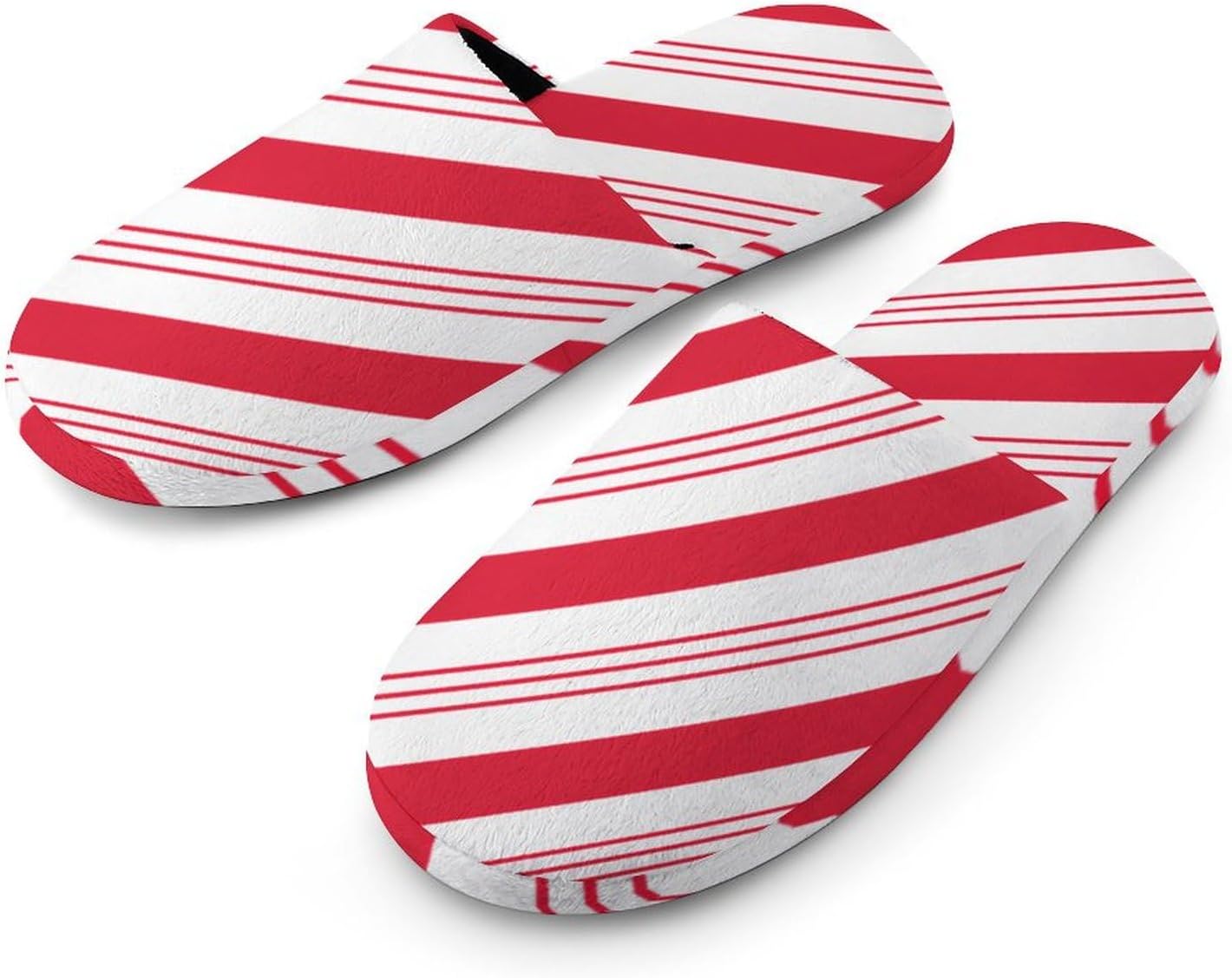 

Женские домашние тапочки «Рождественская конфета» с красными полосками, удобные, мягкие тапочки, клоунские тапочки Wauoemy