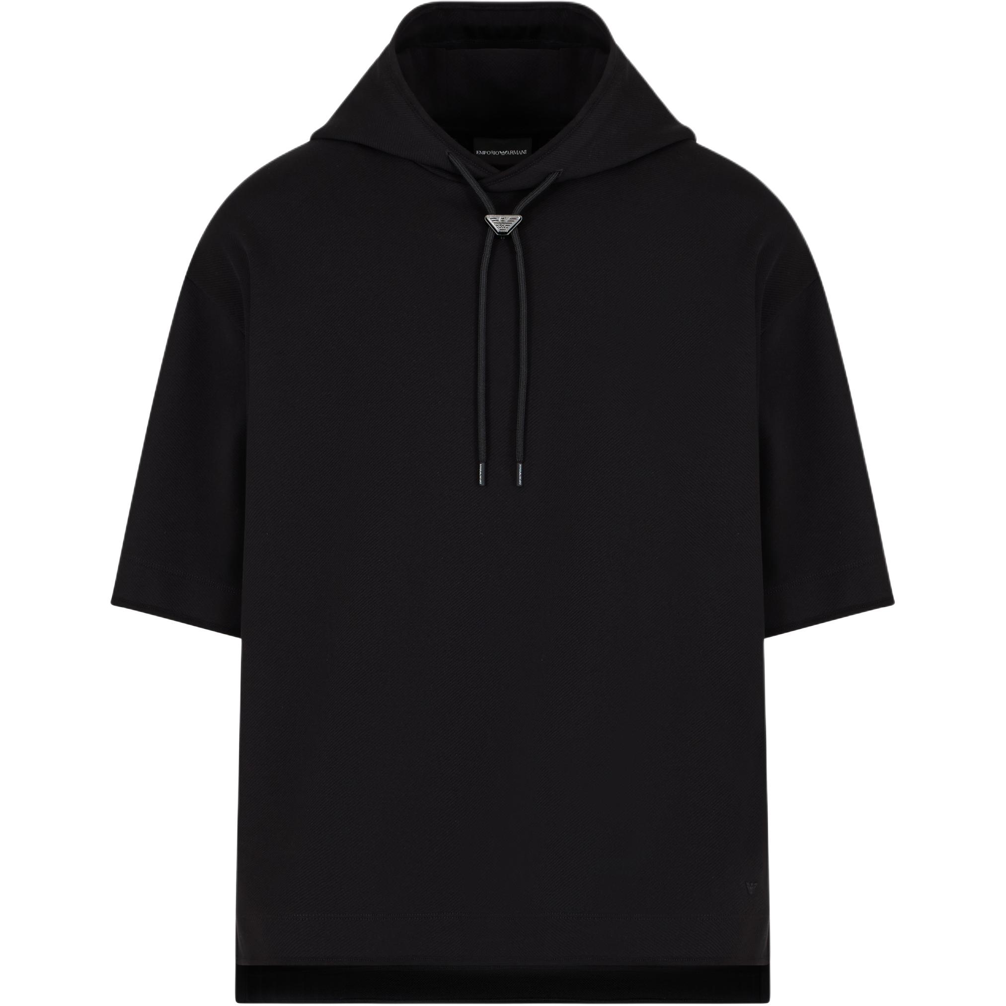 

Толстовка с капюшоном Asv с короткими рукавами и свободным кроем из трикотажа Emporio Armani, черный