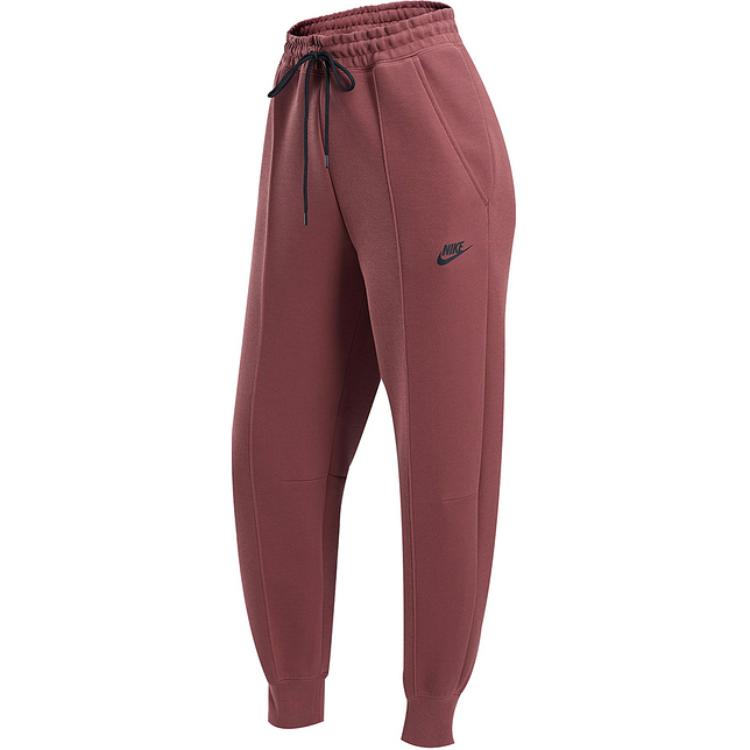 Вязаные спортивные штаны женские красно-коричневые Nike — фото 2