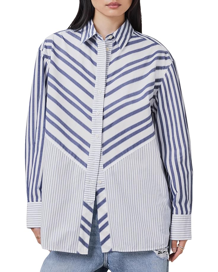 

Рубашка AllSaints Shannon Stripe Shirt, цвет White/Blue