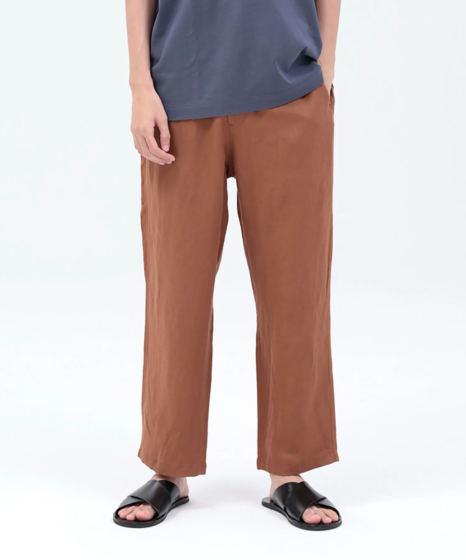 Унисекс льняные брюки ARCH & LINE LINEN/RAYON EASY PANTS коричневые