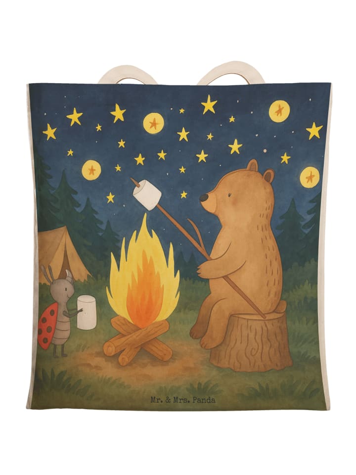 

Mr. & Mrs. Panda Сумка-шоппер с изображением медведя и божьей коровки у костра, белая