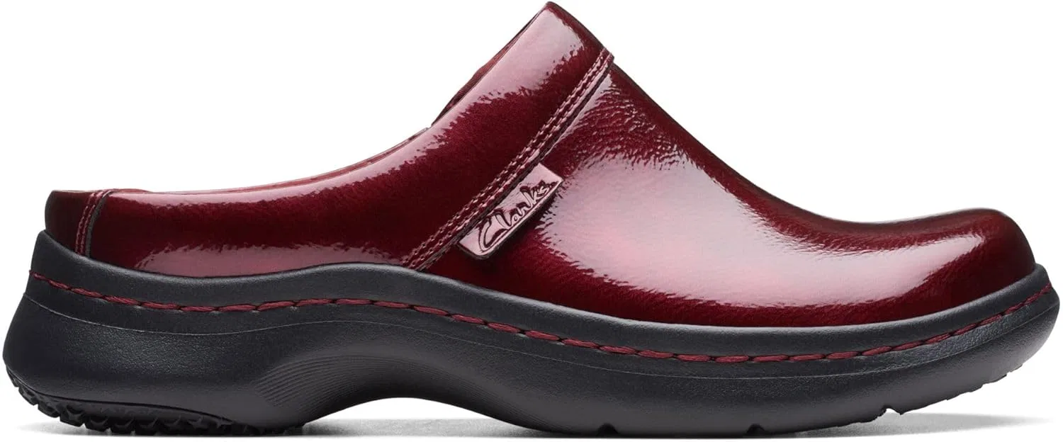 Женские сабо Clarks Clarkspro, Burgundy Patent Synthetic — фото 4