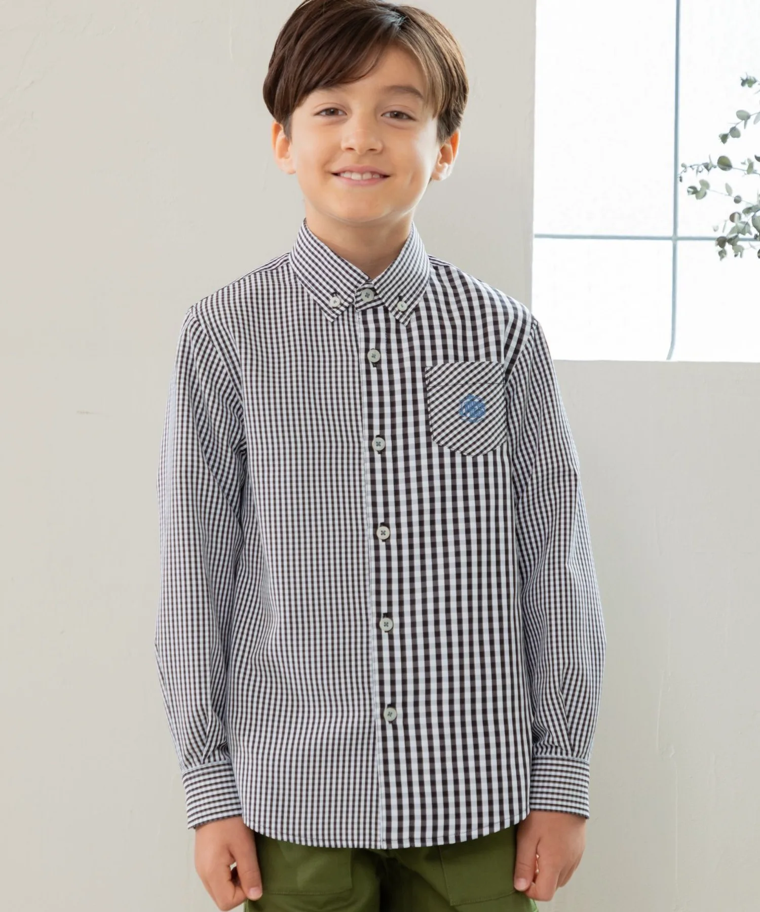 Детская рубашка в клетку Gingham Check J.PRESS черная — фото 3