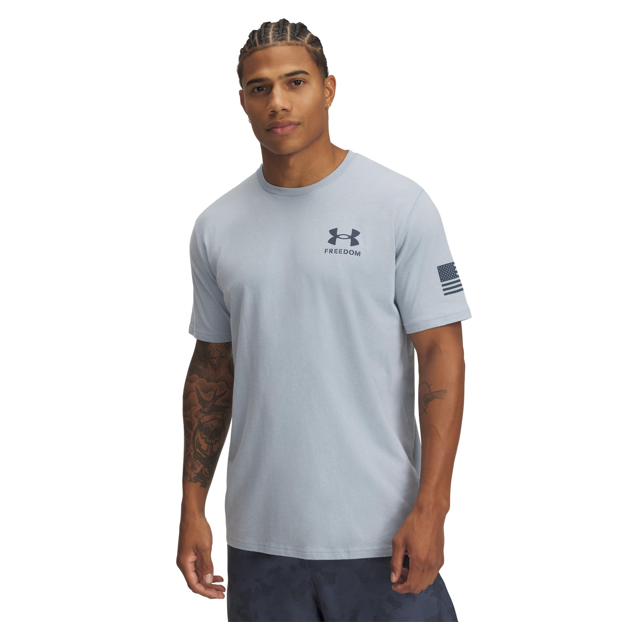

Футболка Under Armour New Freedom Banner T-Shirt, цвет Harbor Blue/Downpour Gray