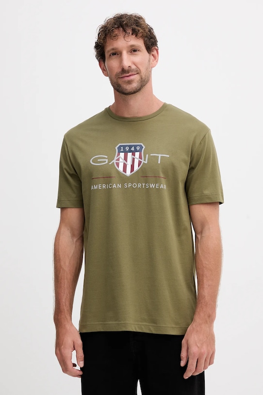 

Хлопковая футболка Gant, зеленый