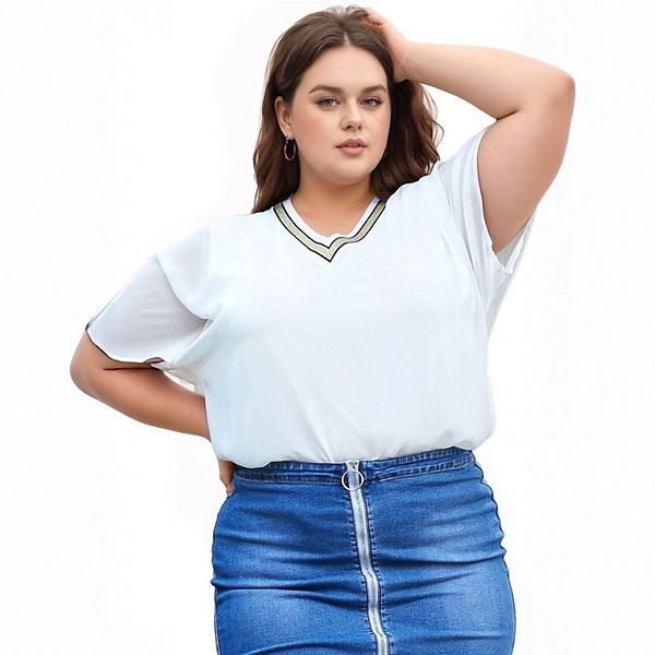 

Блузка с V-образным вырезом из шифона Plus size Pleione